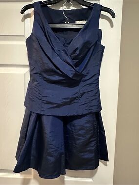 David's Bridal Navy Sleeveless Cocktail Dress